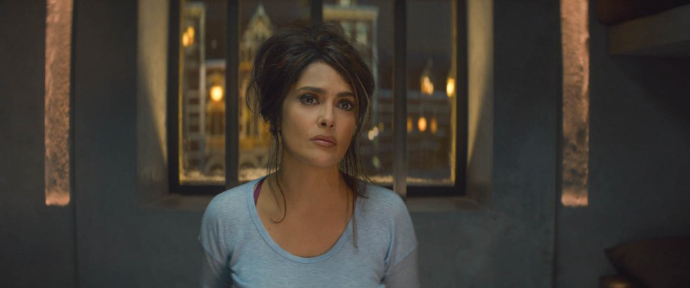 SONIA KINCAID (Salma Hayek) in THE HITMAN'S BODYGUARD.